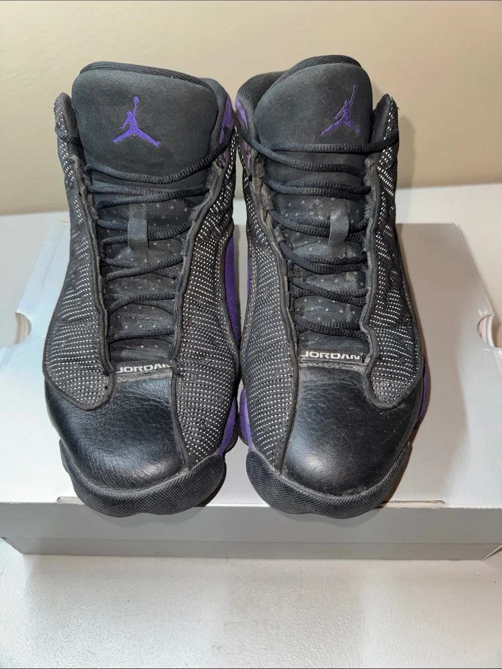 Jordan Retro High-Top Sneakers in Black and Purple